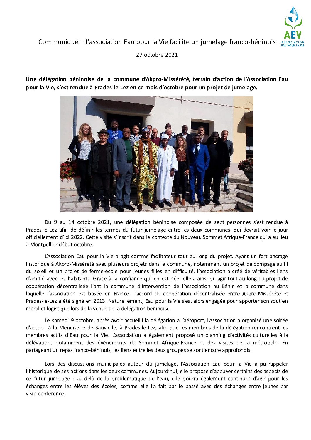 Association Eau pour la Vie